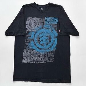 Vintage Y2K Element Skateboards Black Graphic T Shirt Skater 2000’s Men’s Large